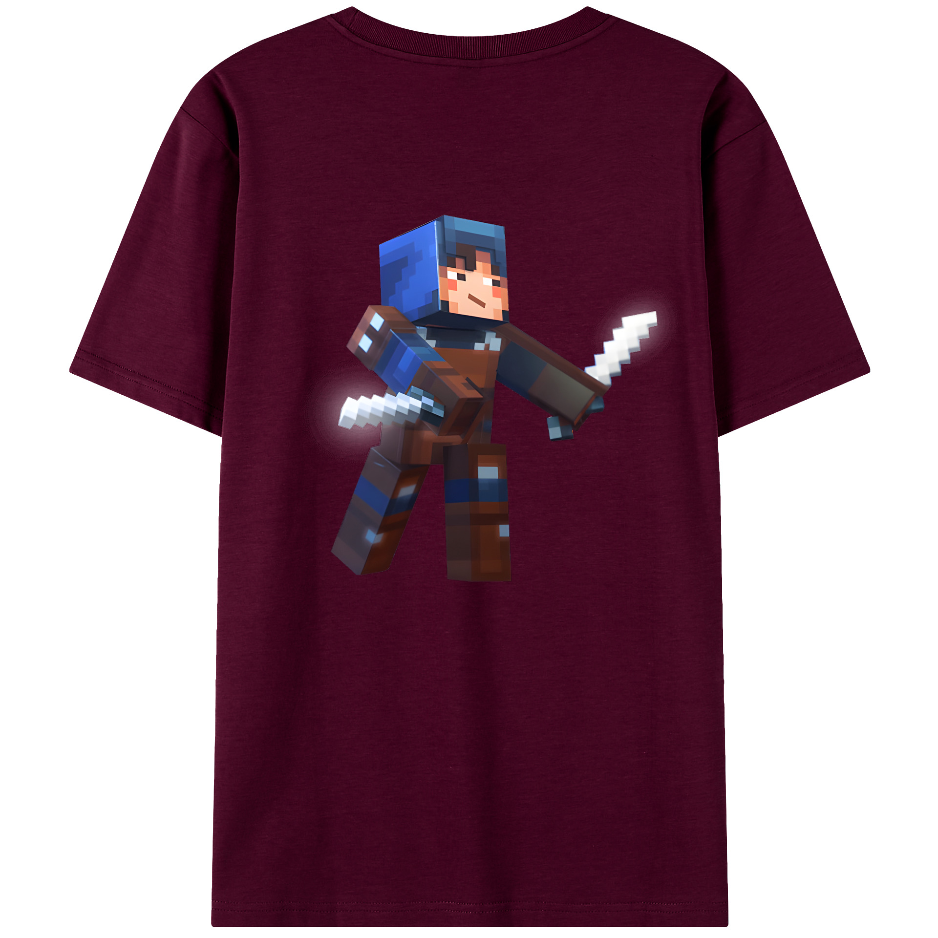 （画像用） マインクラフト ブロックの世界 Minecraft MC Block world レディース半袖Tシャツ(バックプリント)